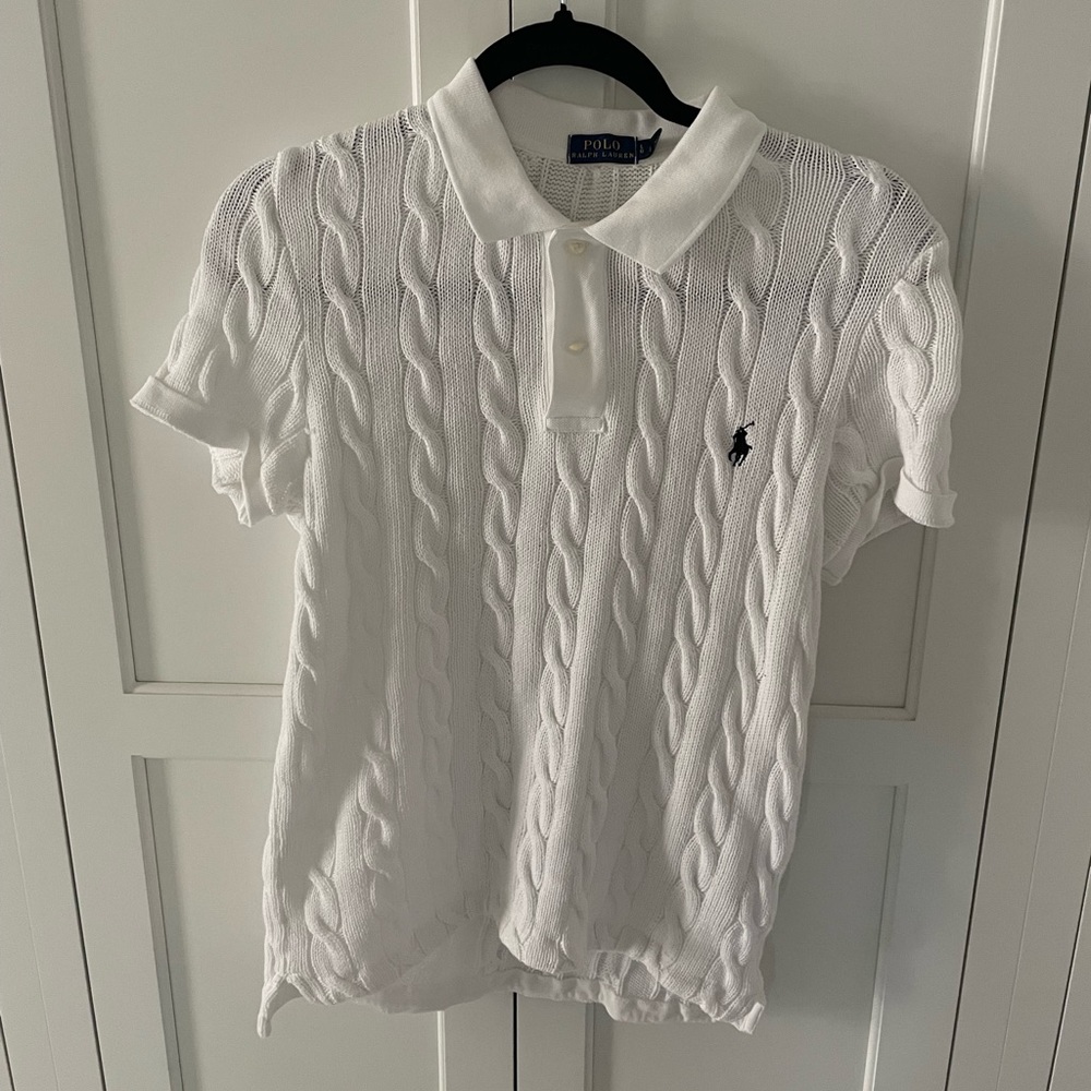 Polo cableknit white sweater